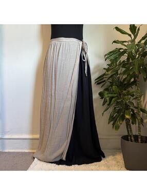 Boho Beige Crinkle Wrap Maxi Skirt One Size